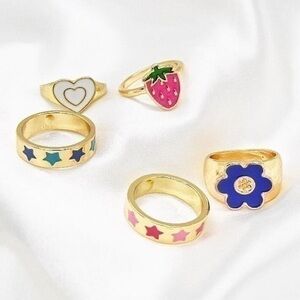 Y2K Gold Ring Set